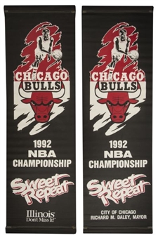 Lot of (2) 1992 Chicago Bulls Championship City of Chicago Street Banners